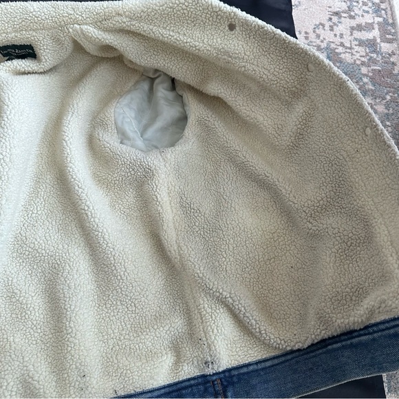 Ralph Lauren Jeans Vtg Women’s 1X Denim Trucker Jacket Sherpa Lined Barn Jacket - Picture 5 of 11